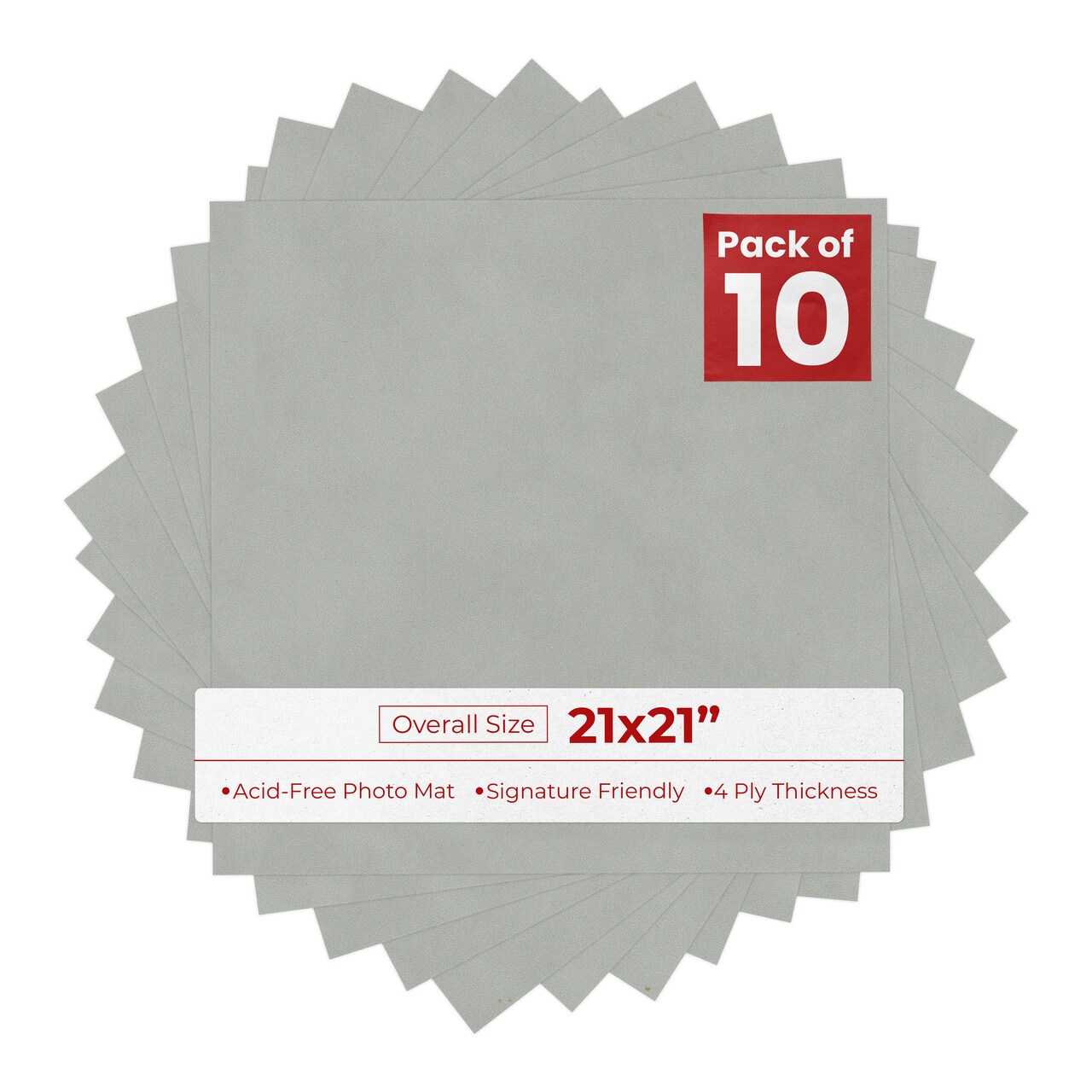 Light Grey Suede 21x21 Uncut Mat Board - Blank Sheet, No Opening